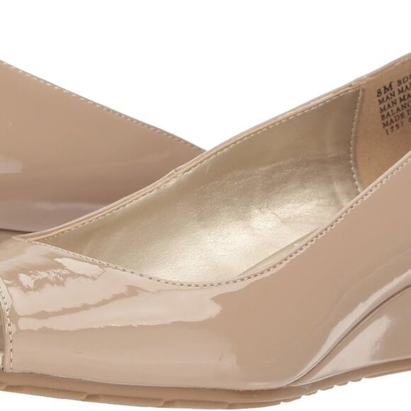 Women's Patent Leather Pump 10 Slip-On Peep-Toe Wedge Heel Comfortable - Picture 7 of 8